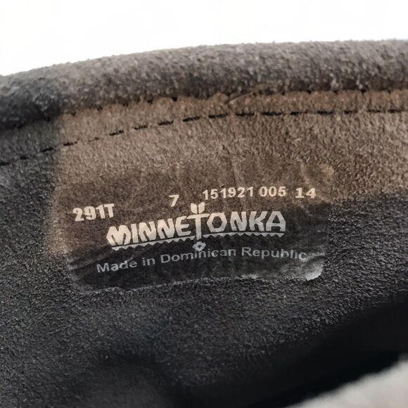 Minnetonka Gray Suede Moccasins Women's 7 Braided Fringe Back Zip Bootie 291T - Picture 9 of 10